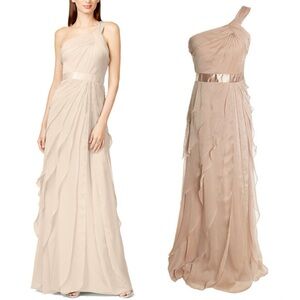 Adrianna Papell Chiffon Tiered Ruffle Gown Maxi Dress Love Story Size 4 NWT